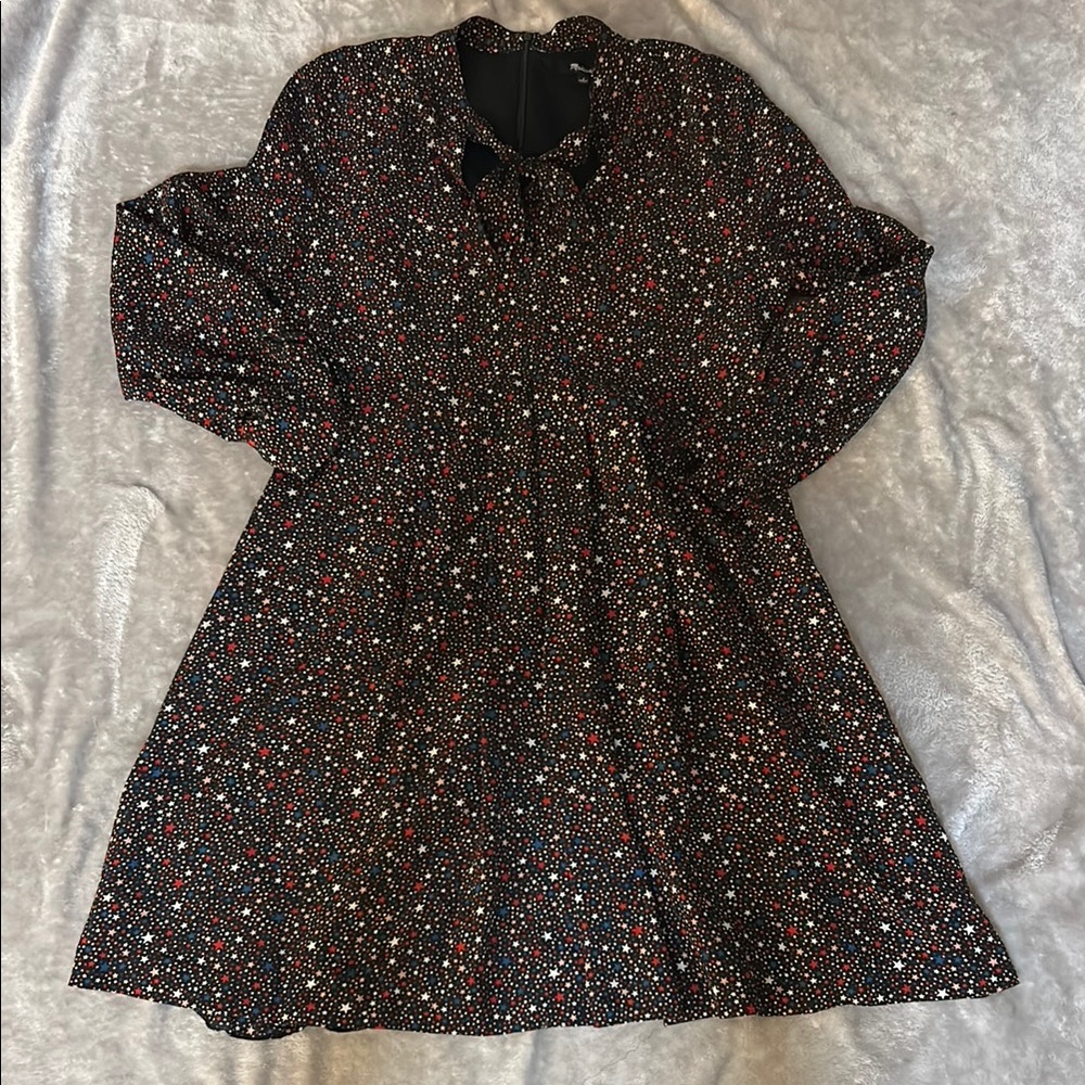 Madewell balsam tie-neck dress in starry night